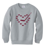 Heart, Stick & Pucks Glitter Crewneck Sweatshirt - Adult