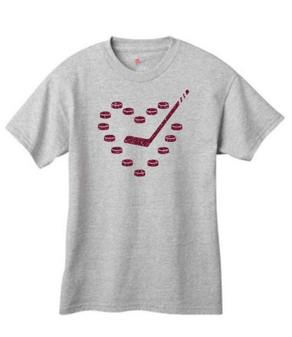 Heart, Stick & Pucks Glitter T-Shirt - Adult